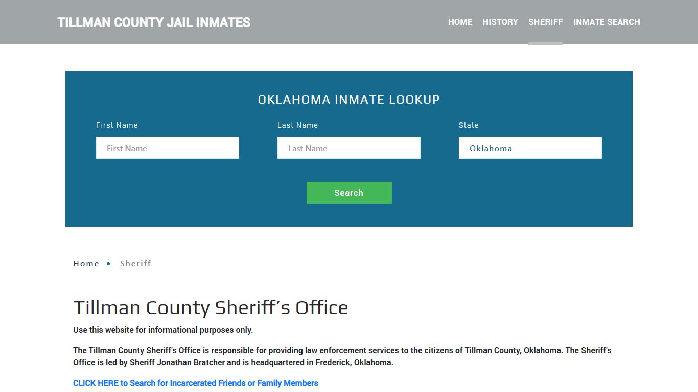 Tillman County Sheriff, OK Arrest Warrant Lookup