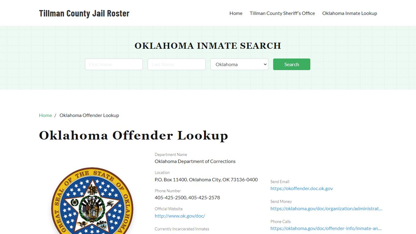 Oklahoma Inmate Search, Jail Rosters - Tillman County Jail