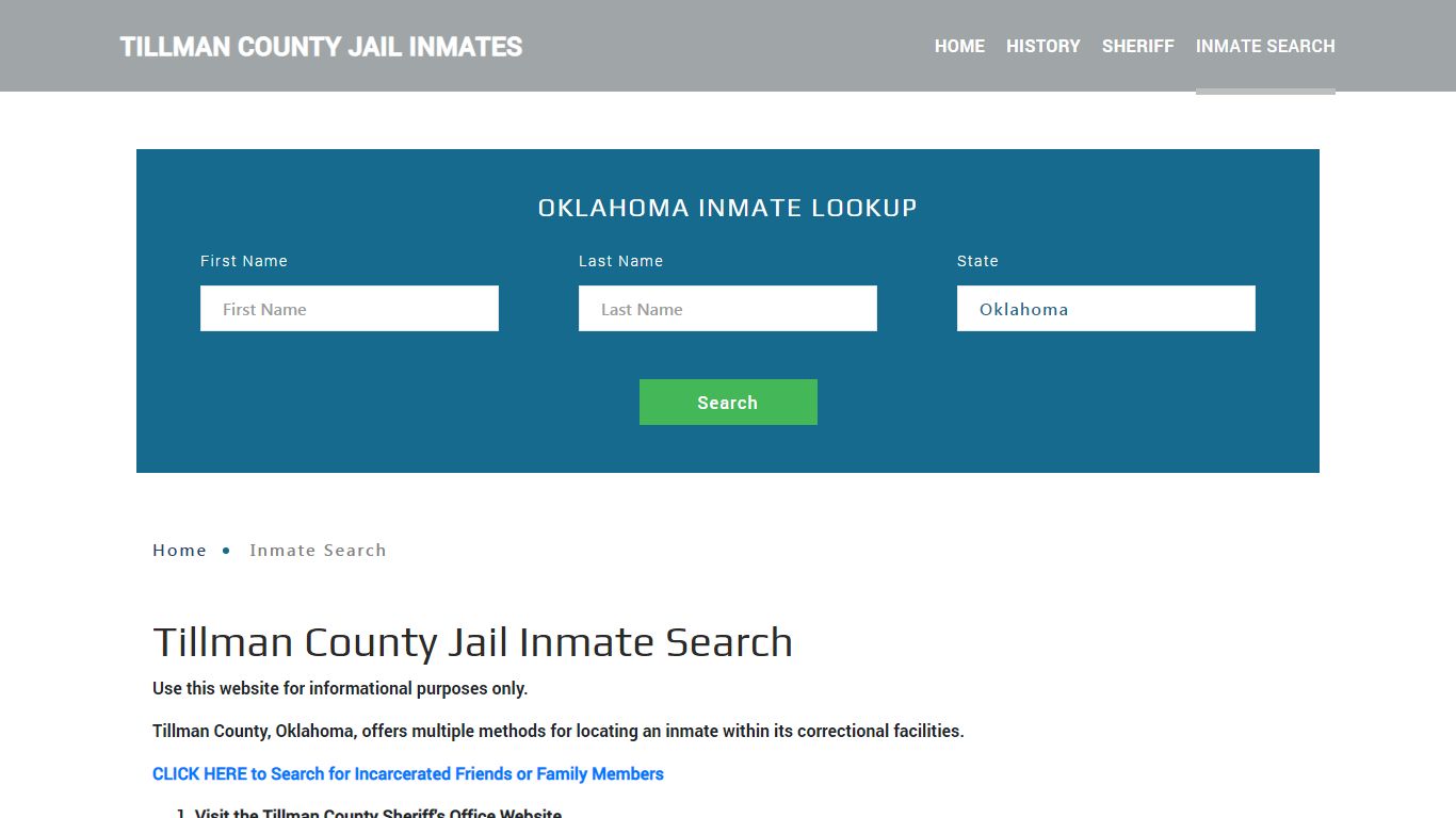 Tillman County, OK Detainee Lookup